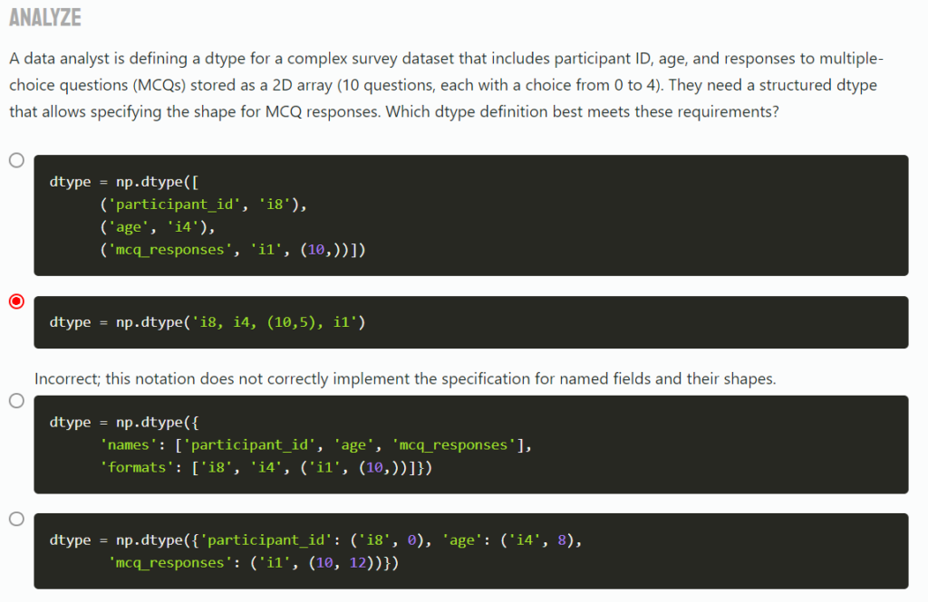 Validate using an analyze question